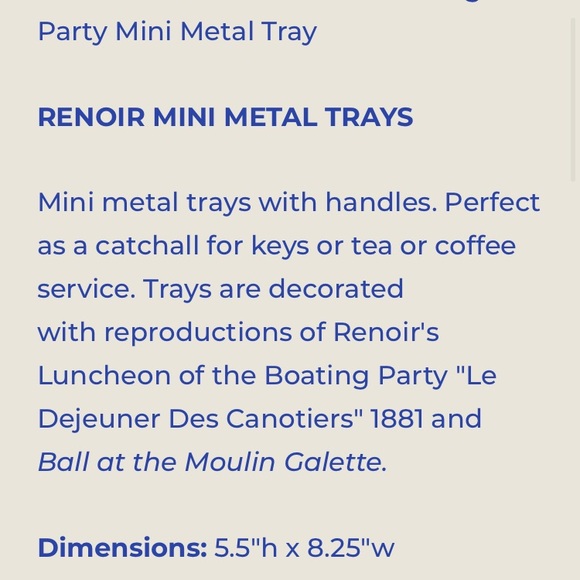 French Renoir Mini Metal Trays Gift Set NEW - Picture 4 of 4